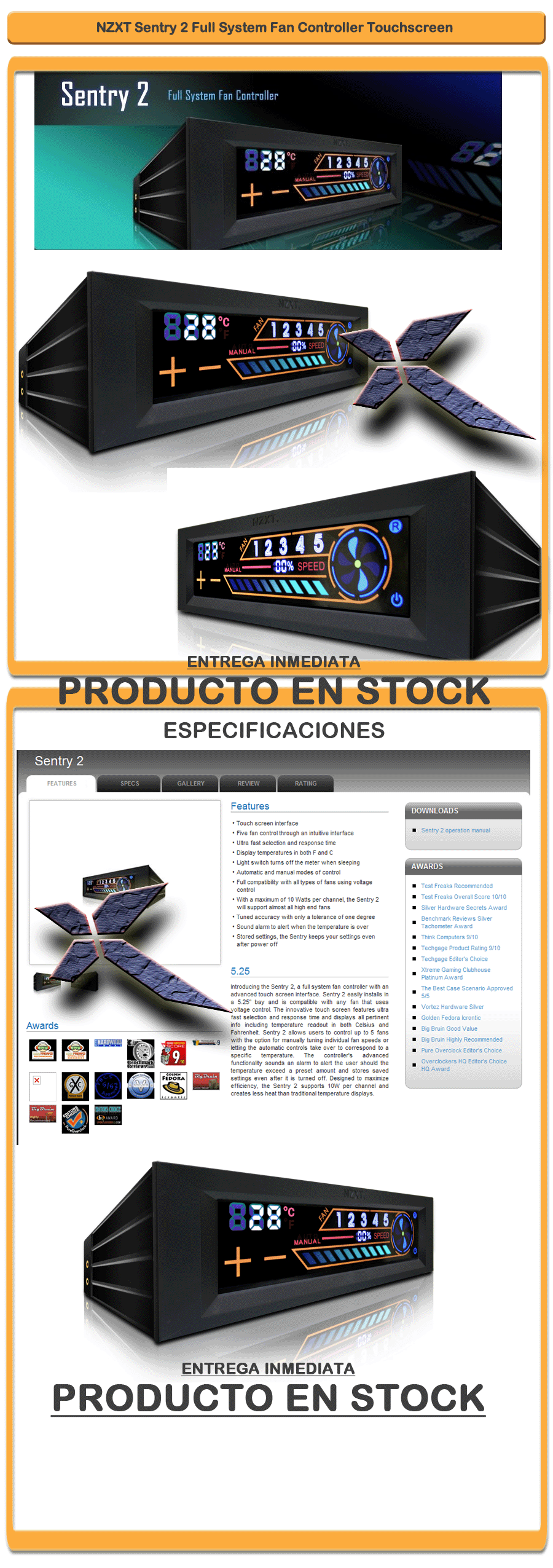 NZXT Sentry 2 Full System Fan Controller Touchscreen Extreme Machines